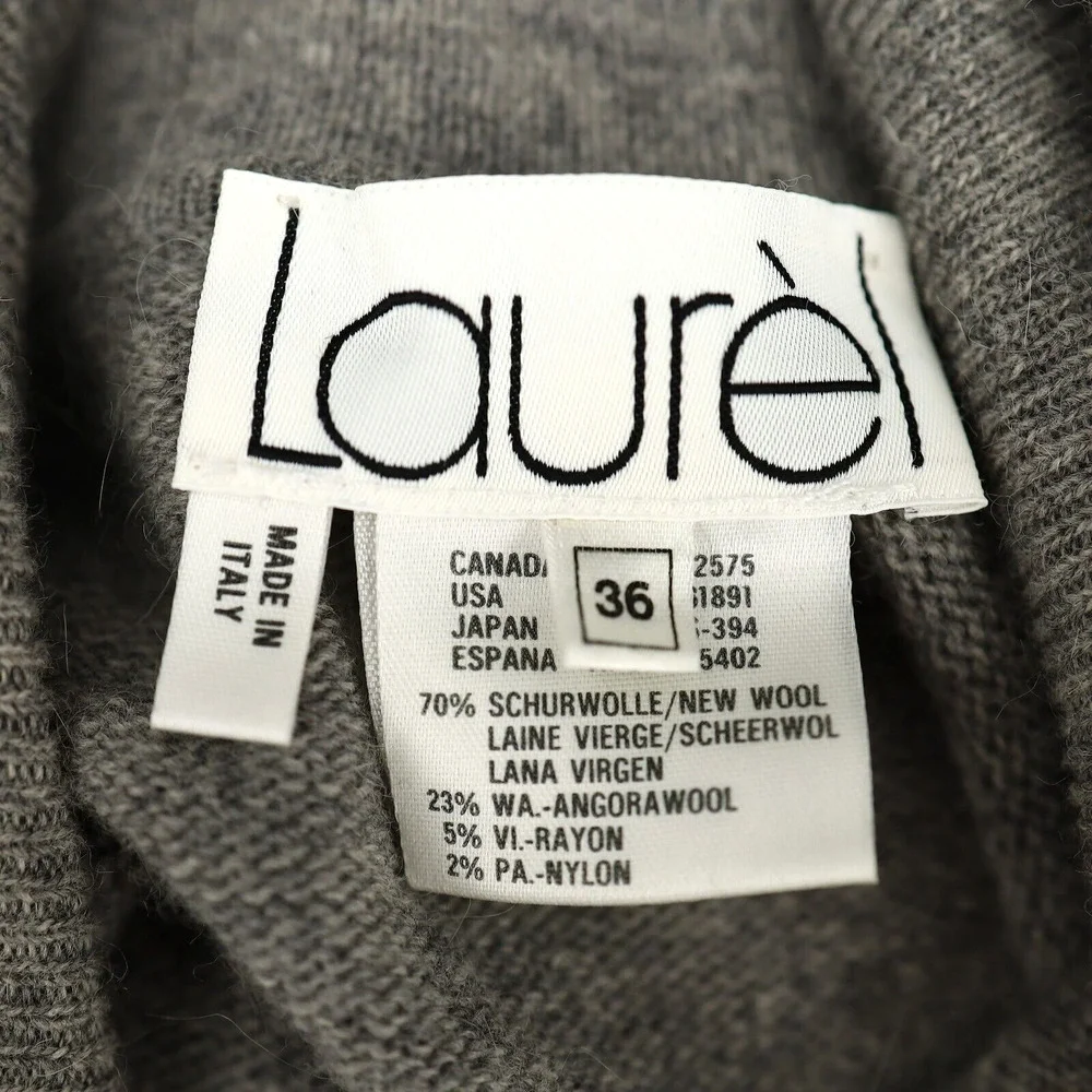 Laurel Escada Sweater Womens 8 US 38 EU Gray Wool Angora Long Preppy Vintage